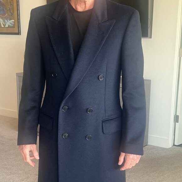 Vintage Men's San Remo Long Dress Coat, Navy, 38R - Picture 2 of 11